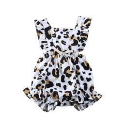 0-24m baby babymeisje zomer luipaard ruche romper jumpsuit outfit 3-18m 220525