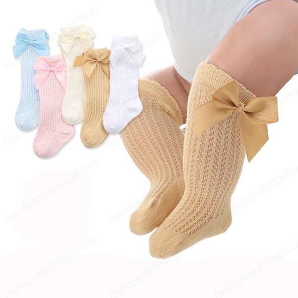 Calcetines largos hasta la rodilla con lazo para niñas de 0 a 24 meses, calcetines con lazo de encaje para bebés, nuevos calcetines de moda de princesa para niños de verano