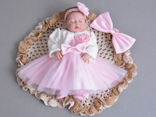 Robes roses pour petites filles de 0 à 24 mois, tenue de fête formelle d'anniversaire, pour mariage, vêtements pour bébés de 1 an, RB74037 240226