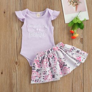 0-24 M Zomer Gebreide Born Baby Baby Girl Clothes Set Mama's IE Romper Bloem Ruffles Shorts Bloomers Outfits 210515