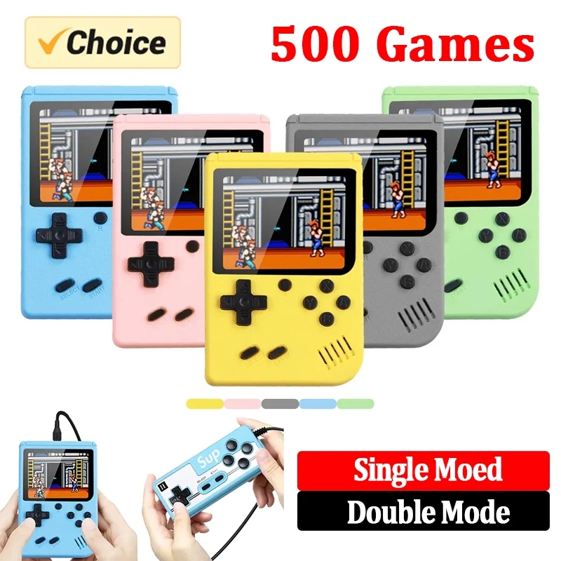 Console de jeu vidéo portable Retro portable Console vidéo 8 bit de 3,0 pouces LCD Kids Color Game Player construit en 500 jeux