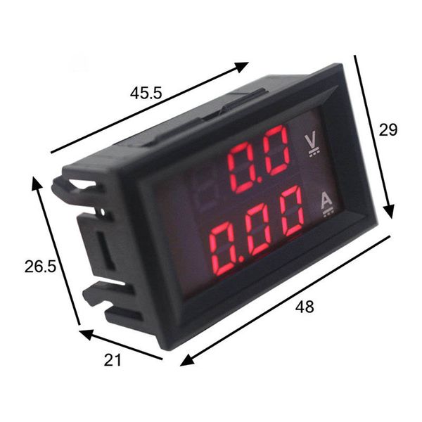 0,28 '' Voltmètre Ammeter DC 0-100V 10A 50A 100A Affichage Double de tension numérique Panneau de moniteur de détecteur de tests de tension numérique