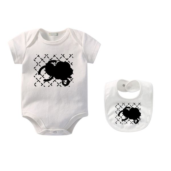 0-2T mamelucos para bebés recién nacidos marca C estampado de letras de manga corta para niños monos 100% algodón cómodos bebés niñas niños ropa smekids CXD240149-6