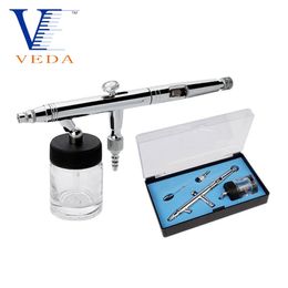 0,3/0,5/0,8 mm zuigtoevoer airbrush professioneel dual-action draagbaar spuitpistool 22CC airbrush machine set kit voor tattoo body 240304