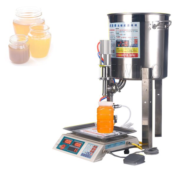 Machine de remplissage à distribution entièrement automatique, Type de pesage à débit de 0.3 à 0,8 mpa, Sauce au miel et au sésame, colle d'huile comestible, liquide visqueux