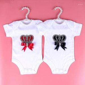 0-3 maand pasgeboren baby jongens meisjes jumpsuit kroon katoen bodysuit baby korte mouwloze vest zomer dunne pyjama outfit