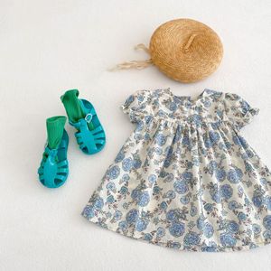 Vestido Floral para niña de 0 a 3 años, vestido Floral de algodón de verano, vestido de fiesta a la moda para niña, vestido de flores de peonía infantil 2624