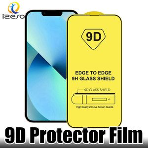 Protector de pantalla de vidrio templado 9D con pegamento de cubierta completa 9H para iPhone 15 14 13 Pro Max 12 11 XS XR película protectora izeso