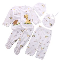 0-3m recién nacido bebés unisex ropa interior camisa y pantalones de estampado de animales 2pcs niñas niñas algodón suave L2405