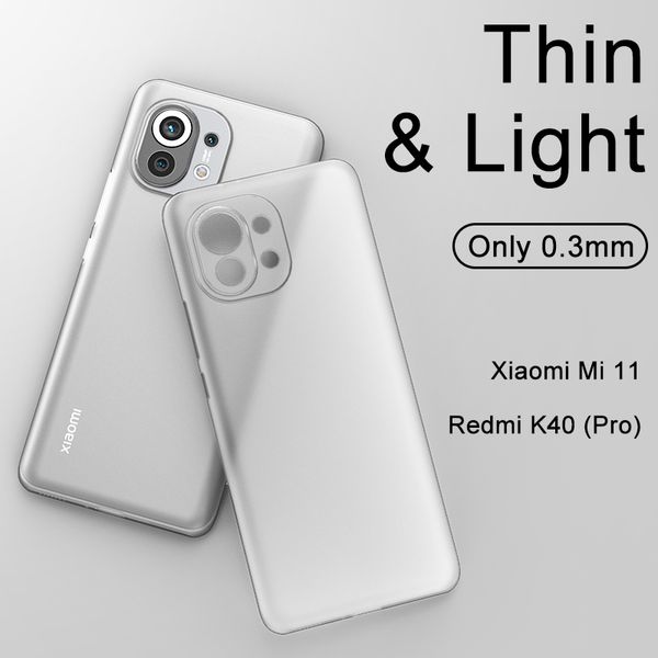 Fundas ultrafinas de 0,3mm para Xiaomi Redmi K40 Pro Mi 11 Poco F3 mate transparente duro PP funda trasera