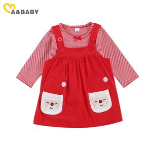 0-3Y NOËL NOËL TODDLER BABY GIRL Vêtements Ensemble Rouge Rouge Dessinée Dessinée Santa Robe Globalement Xmas Born Outfits 210515