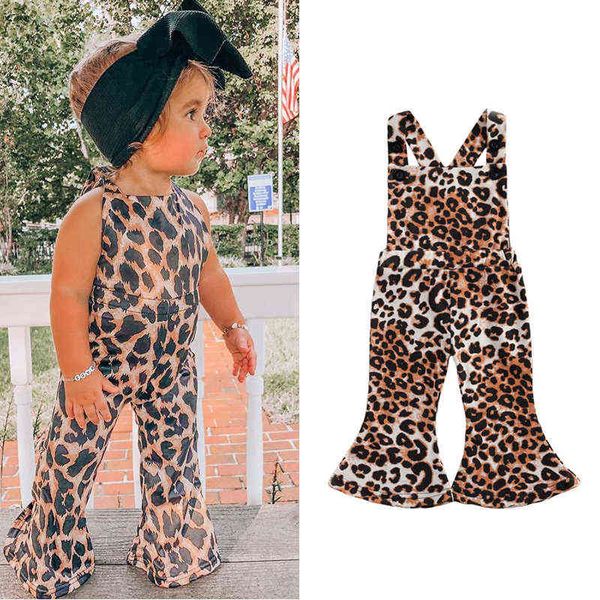 0-3Y Lovely Infant Baby Girls Mameluco Pantalones Estampado de leopardo Sin mangas Sin espalda Monos Monos G220223