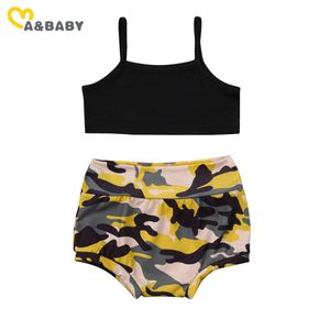 0-3Y Summer Fashion Baby Girl Vêtements Set Né Infant Tenues Sans manches Gilet Tops Camo Shorts Costumes 210515