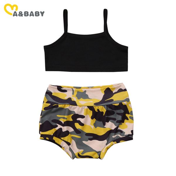 0-3Y Summer Fashion Baby Girl Vêtements Set Né Infant Tenues Sans manches Gilet Tops Camo Shorts Costumes 210515