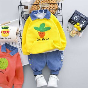 0-4 jaar Winter Jongen Kleding Set Actieve Mode Cartoon Thicken Solid Kid Child Peuter Baby 210615