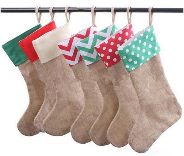 3045 cm lienzo calcetín de navidad bolsa de regalo árbol de navidad decoración calcetines navidad 9 estilos alces colores envío gratis