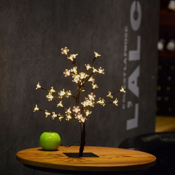 0,45 M/17,72 pulgadas 48LEDs flor de cerezo escritorio bonsái árbol luz negro ramas para fiesta en casa boda Navidad decoración interior al aire libre