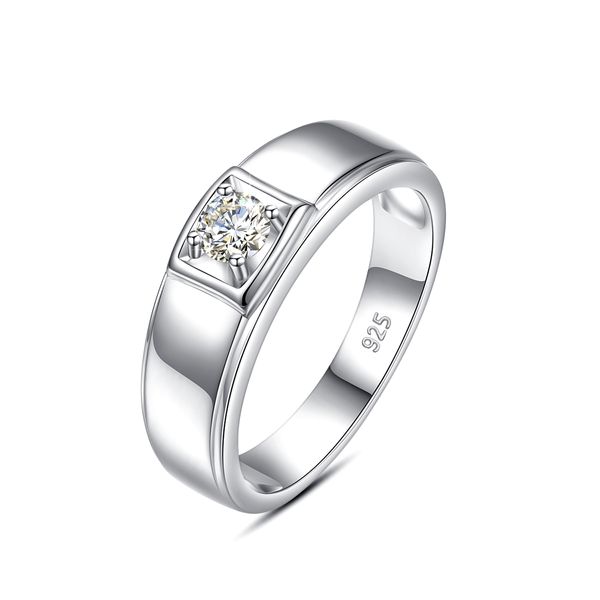 Bagues Moissanite de couleur DF pour hommes, 0,4 ct, 3mm, en argent Sterling 100% 925, bijoux de fiançailles de mariage certifiés, cadeau de Test en diamant