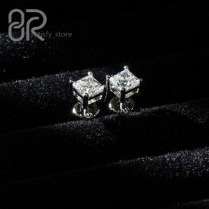 0,5 / 1 / 2CT Boucles d'oreilles Moisanite Vvs Stud Fast Shipping Wholesale Bling Ice Out Princess Cut Vis Back Earge pour femmes