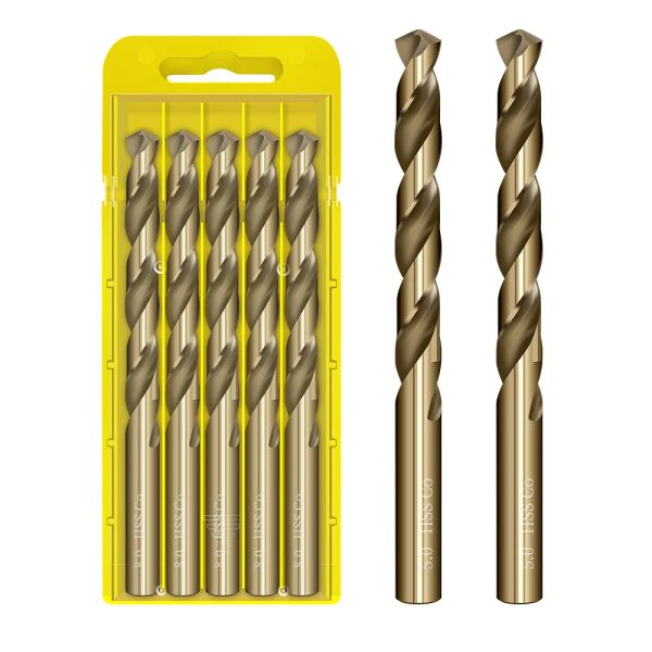 0,5-13 mm HSS M35 Twist Drill Bits avec cobalt tungstène en métal en métal perceurs d'alliage de poignée droite CNC Forage