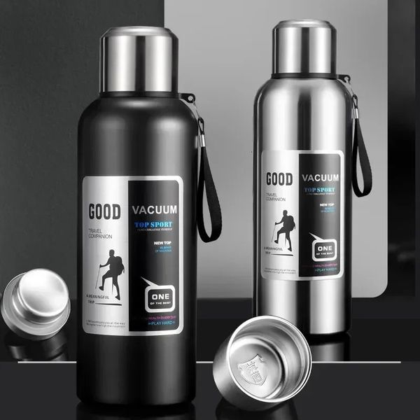 0.5-2L 316 bouteille d'eau en acier inoxydable tasse thermos avec couvercle tasse grande capacité numérique portable gobelet café flacon à vide 240113