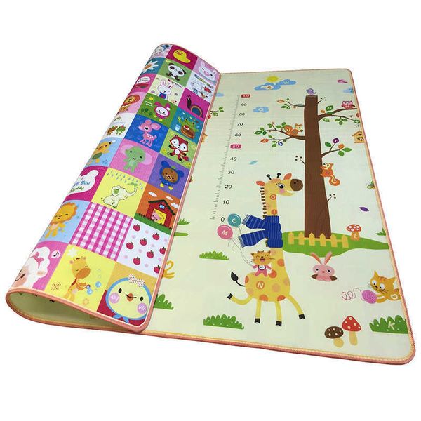 0,5 cm d'épaisseur double face bébé ramper tapis de jeu 2 * 1,8 mètres tapis de mousse tapis de mousse enfants puzzle jeu développement tapis 210724