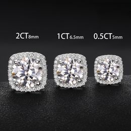 0.5CT 1CT 2CT Diamond oorbellen 925 Sterling Silver Bling Moissanite Studs Oorrangs sieraden voor mannen vrouwen leuk cadeau