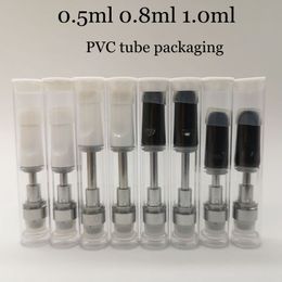 0,5 ml 0,8 ml 1,0 ml Cartucho de cerámica Embalaje de tubo de PVC Atomizador de 510 hilos Vacío 2,0 mm de espesor Agujeros de aceite Carros Blanco Negro Permitir personalizar