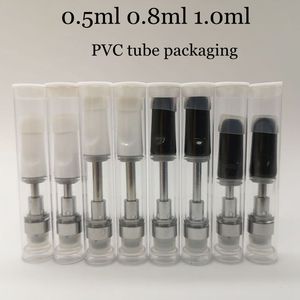 0,5 ml 0,8 ml 1,0 ml keramische cartridge PVC-buisverpakking 510 schroefdraad verstuiver leeg 2,0 mm dikke oliegaten karren wit zwart toestaan aanpassen