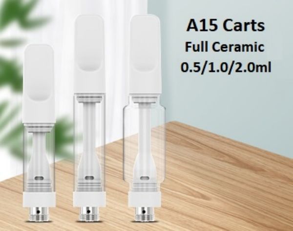 0,5 ml 1,0 ml 2,0 ml Cartouche en céramique 510 Fil Ceramc Coil Cartouches de vape Atomiseur Plateau en mousse Emballage Stylo vaporisateur vide Trous d'huile de 2,0 mm d'épaisseur Chariots Kit personnalisé