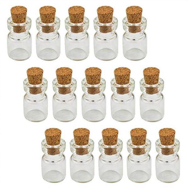 0 5ML 10X18X5MM Petits mini flacons en liège en verre transparent avec bouchons en bois Message Mariages Souhait Bijoux Party Favors Bouteille Tube200n