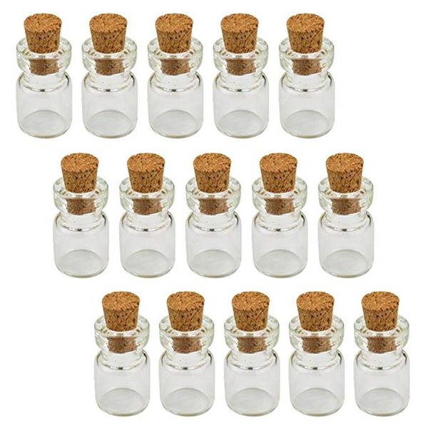 0 5ML 10X18X5MM Petits mini flacons en liège en verre transparent avec bouchons en bois Message Mariages Souhait Bijoux Party Favors Bouteille Tube269L