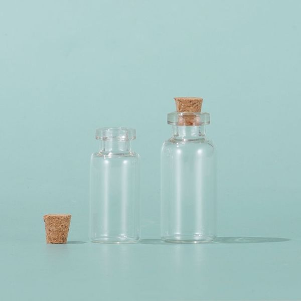 Mini bouteille vide en verre transparent avec bouchon en bois du fabricant, 0,5 ml, 1 ml, 2 ml, 3 ml, 5 ml