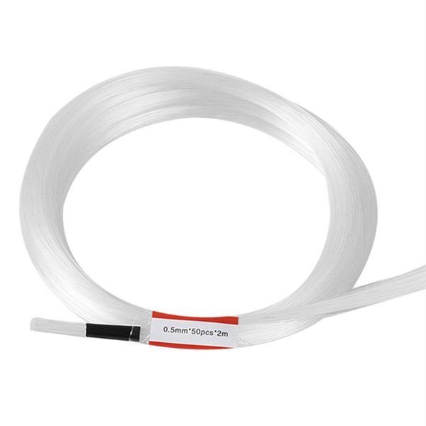 Cable de plástico PMMA de luz de fibra óptica con brillo de extremo de 0,5mm * 50 Uds * 2M para máquina de motor LED DIY efecto cielo estrellado decorativo para el hogar