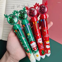 Stylos à bille à encre colorée 0.5mm, paillettes de noël, 10 couleurs, stylo à pression Gel Kawaii, cadeaux pour enfants, fournitures de papeterie de bureau