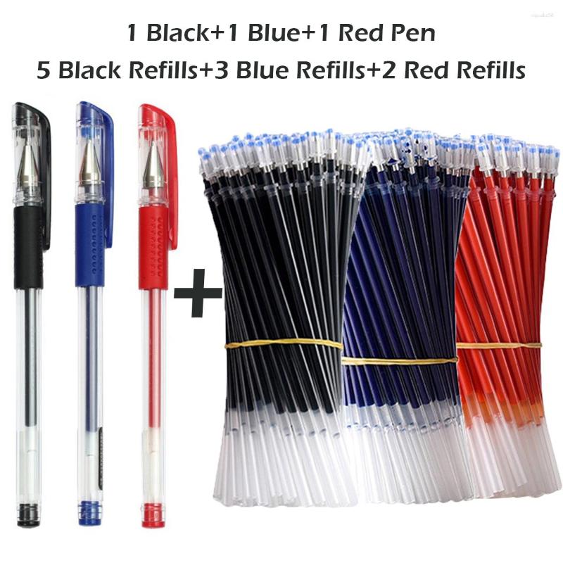 0.5mm Gel Pen Set Refills Black/Blue/Red Pens For Writing Simple Korean Stationery School Supplies Office Accessories