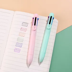 Stylo à bille Macaron 6 couleurs, 0.5mm, solide, pour étudiants, huile multicolore, carnet de notes en forme de cœur pour fille