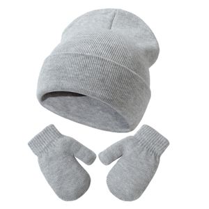 0-5Y petits enfants tricoté chapeau gants ensemble hiver bébé chapeaux ensemble cadeau chapeau infantile bébé couleur pure bonnet chapeaux filles garçons enfant entendre porter S M 9 couleurs