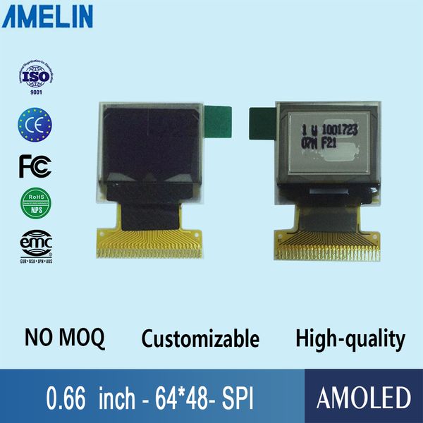 0,66 pouces 64 * 48 résolution petit module d'affichage à cristaux liquides d'affichage OLED avec écran amolé carré et interface SPI