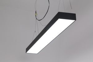 Envío Gratis 0,6 m 0,9 m 1,2 m 1,5 m perfil de aluminio negro para barra de luz LED, tira de luz LED lineal, iluminación de oficina suspendida