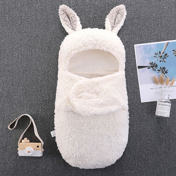 0-6 mois mignon dessin animé lapin bébé sacs de couchage nouveau-né infantile doux chaud couverture enveloppe de haute qualité