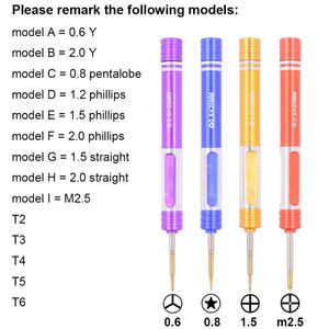 0.6Y 2.0Y 0.8 Pentalobe 1.2 1.5 2.0 Phillips fendu T2 T3 T4 T5 T6 M 2.5 poignée en métal S2 tournevis 200 pièces