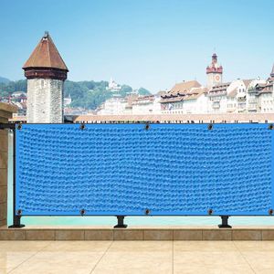 0,8 / 0,9 m de largeur bleu HDPE Anti-UV Sunshade Net Garden Balcony Fence Sécurité à l'écran du vent Confidentialité Net Patio Piscine Piscine Sail