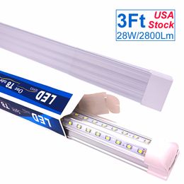 0,9 meter LED-winkel licht, 90 cm T8 tube lamp, 35 inch linkabele lampen voor garage, magazijn, v-vorm, 3 'koellampen, 2800LM 3200LM geïntegreerde directe bekabelde oemled