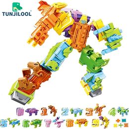 0-9 Números Animales Dinosaurio Guerrero Deformación Figuras de transformación Toyes de robot para niños Regalo Bloque de niños Brinquedos 240408