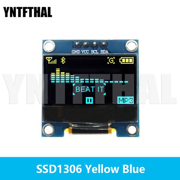 0,96 pouce IIC SPI série 7 / 4pin blanc / bleu / jaune module d'affichage OLED bleu SSD1306 SSD1315 12864 Écran LCD pour Arduino
