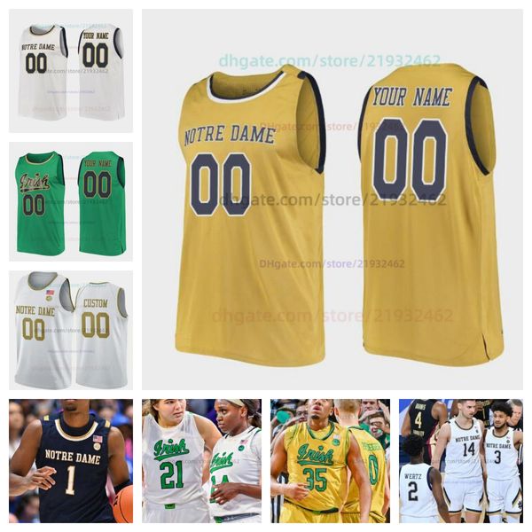 0 Carey Booth 1 Julian Roper II 2 Logan Imes 25 Matt Zona 23 Zane Harbaugh Notre Dame Maillot de basket-ball personnalisé avec n'importe quel nom et numéro pour hommes, femmes et jeunes maillots brodés