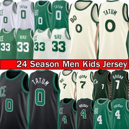 0 Jayson Tatum Basketball Jerseys Jaylen Brown Bostons City Celtices Jersey 4 Jrue Holiday Retro Larry 33 Bird 2023-24 Mens Kids Youth Green Edition Shirt S-XXL