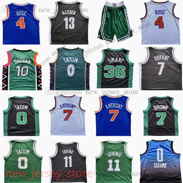 0 Jayson Tatum Jersey Maillot de basket-ball imprimé personnalisé pour jeunes 7 Jaylen Brown Marcus Smart Derrick Rose Carmelo Anthony Kevin Durant Kyrie Irving Maillots Shorts S-XL