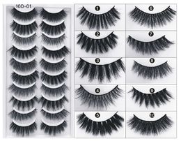 10 paires 100% réel 3D Vison Cils Faux cils épais cils naturels maquillage professionnel extension de cils